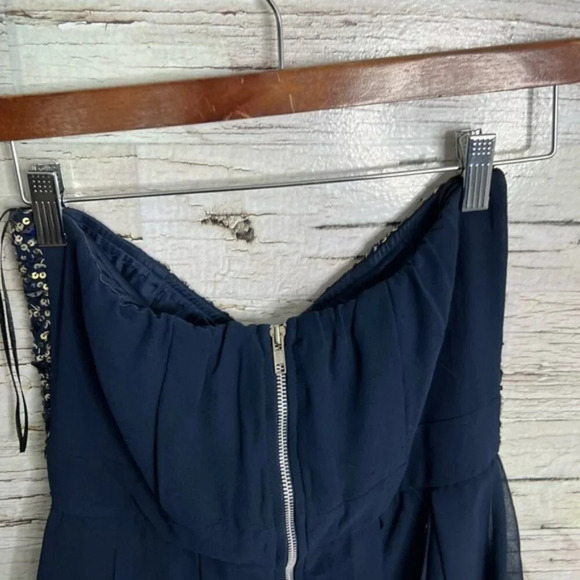 TFNC navy blue strapless sequin party dress  ASOS size large gold - Picture 6 of 8